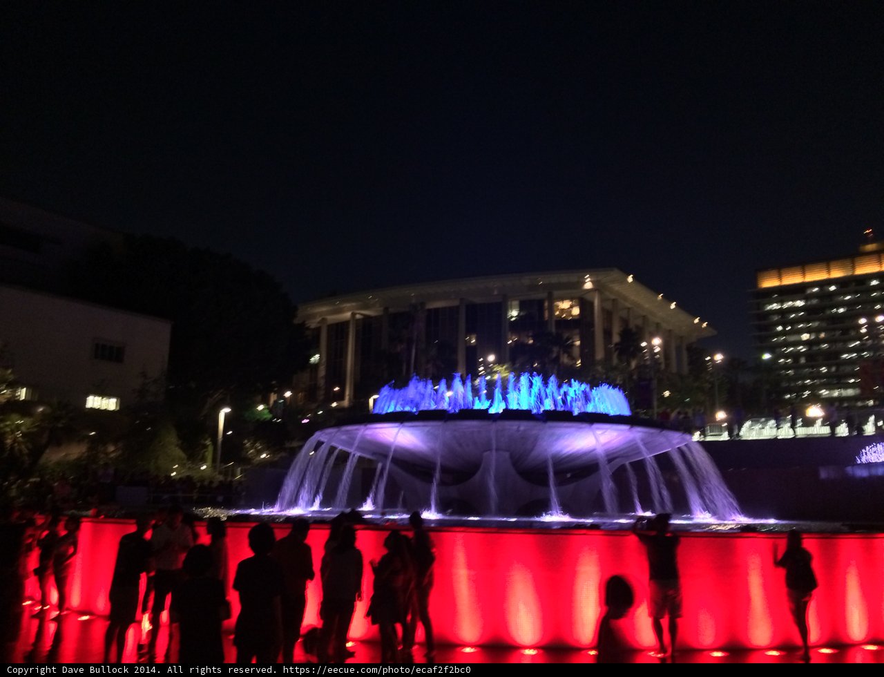 Illuminated Fountain in the Heart of Los Angeles