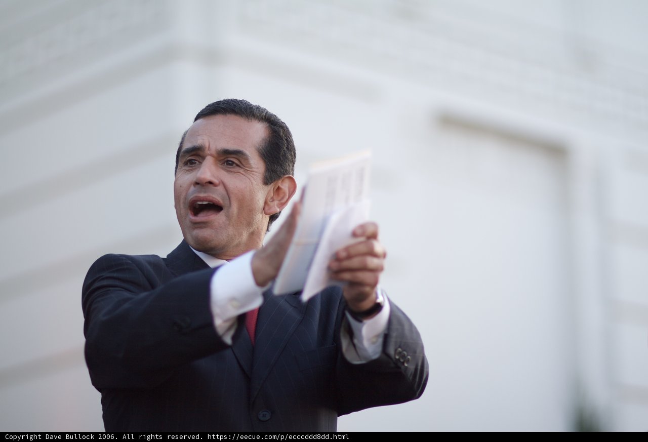 Antonio Villaraigosa Holds a Document