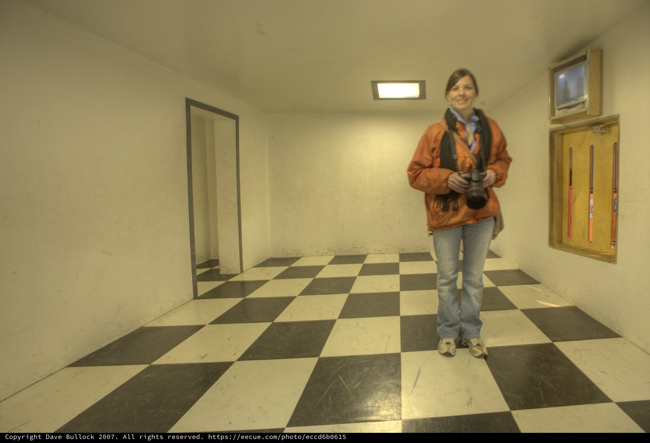 Photographer Penelope in Checkered Underground Bunker Room