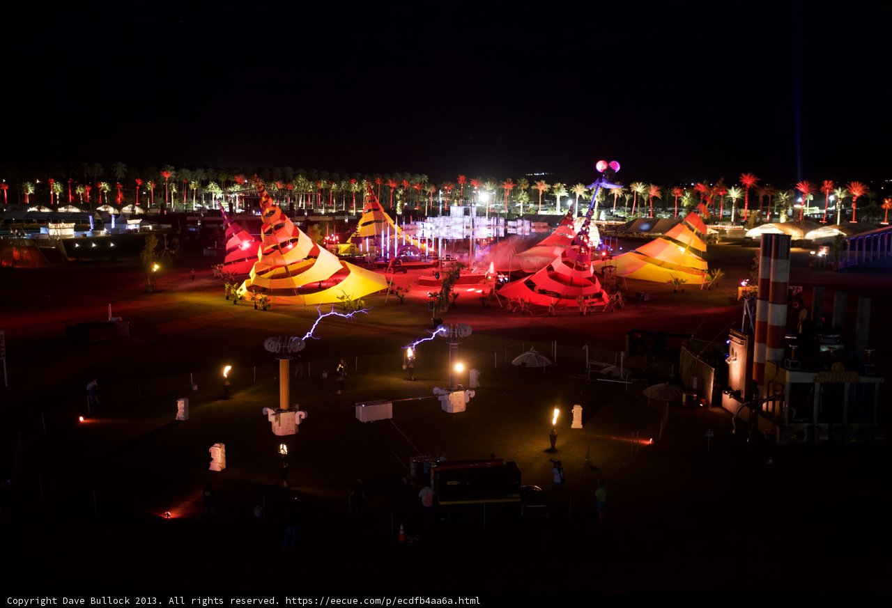 Tent with Colorful Lights in Urban Landscape