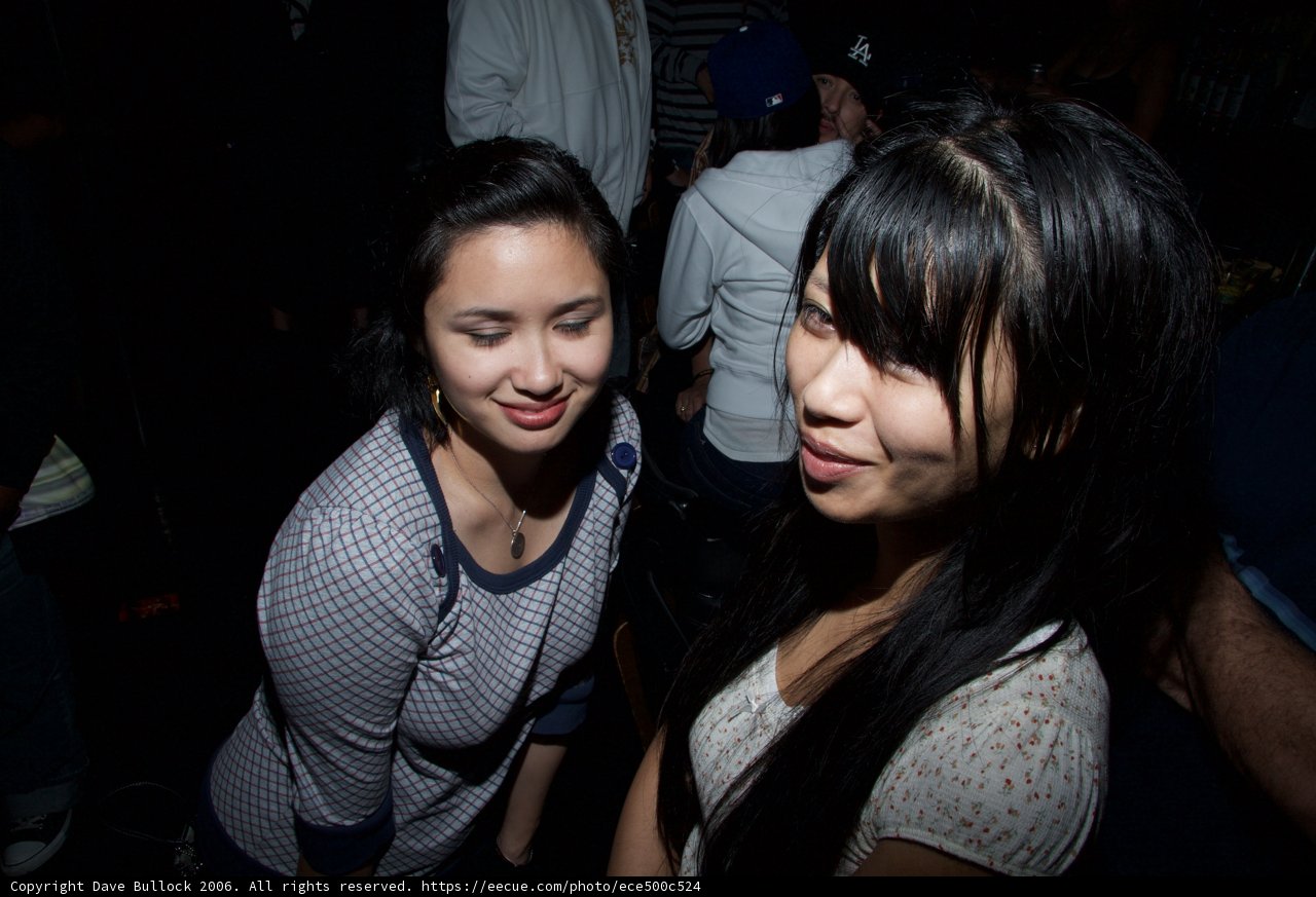Two Smiling Women at a Night Club Party