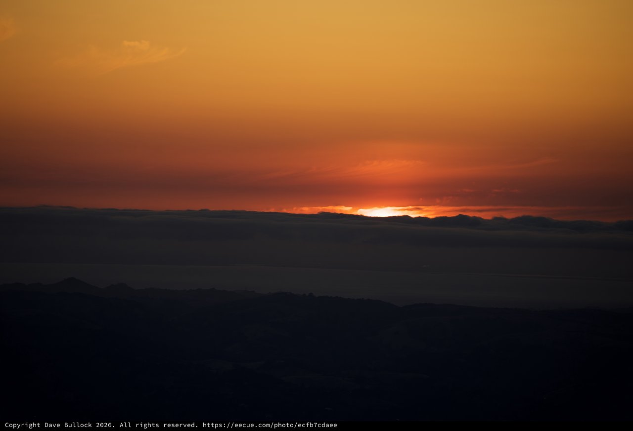 Last Light Burns Beyond Distant Mountain Ridges