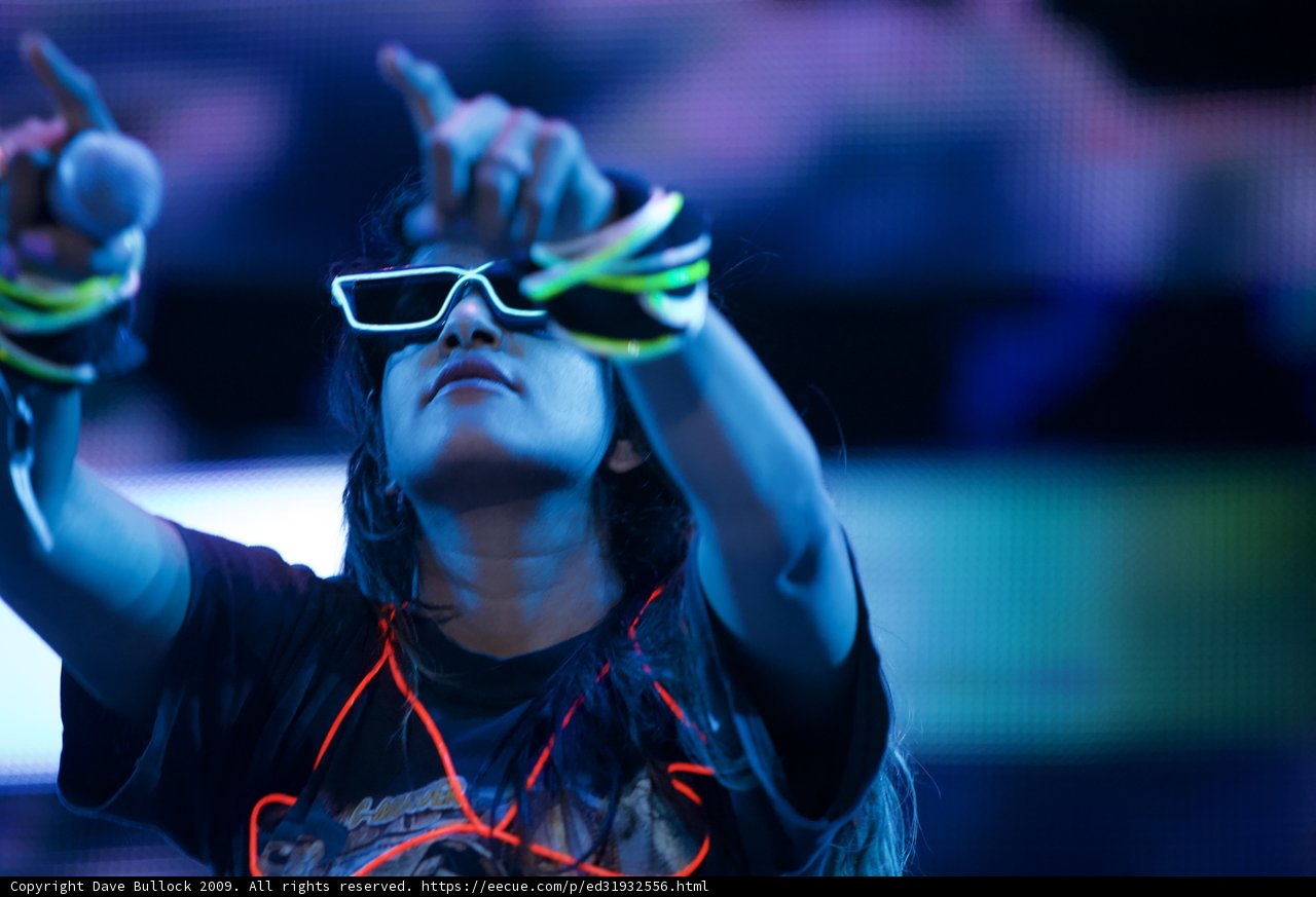 Neon Sunglasses in the Crowd