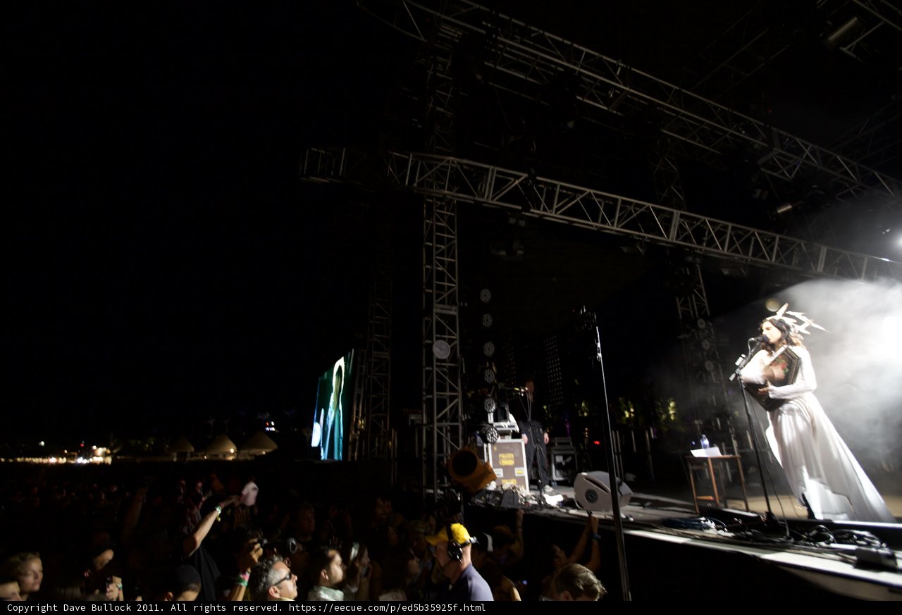 Woman in White Dress Rocks Coachella Stage