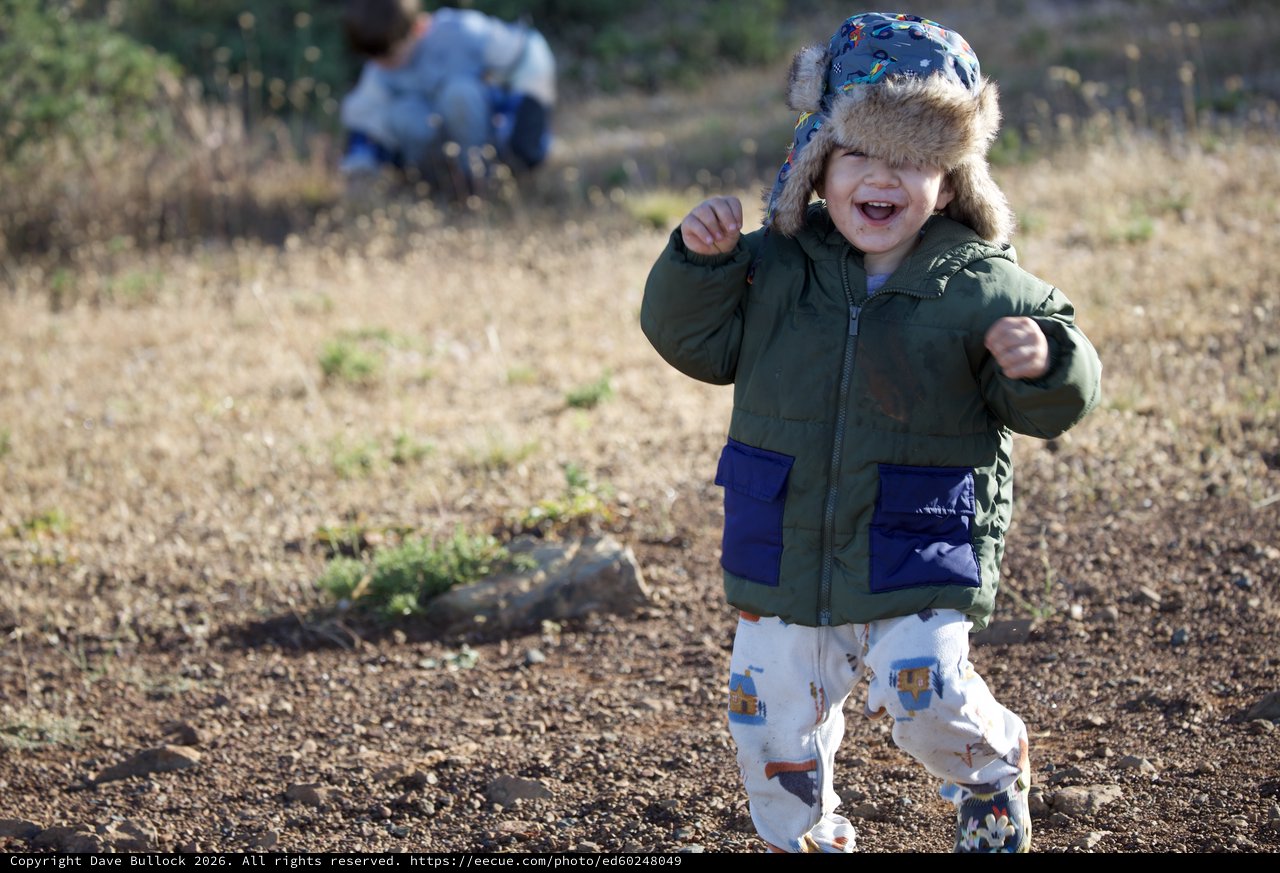 Joyful Toddler Laughing Outdoors at Mt. Diablo