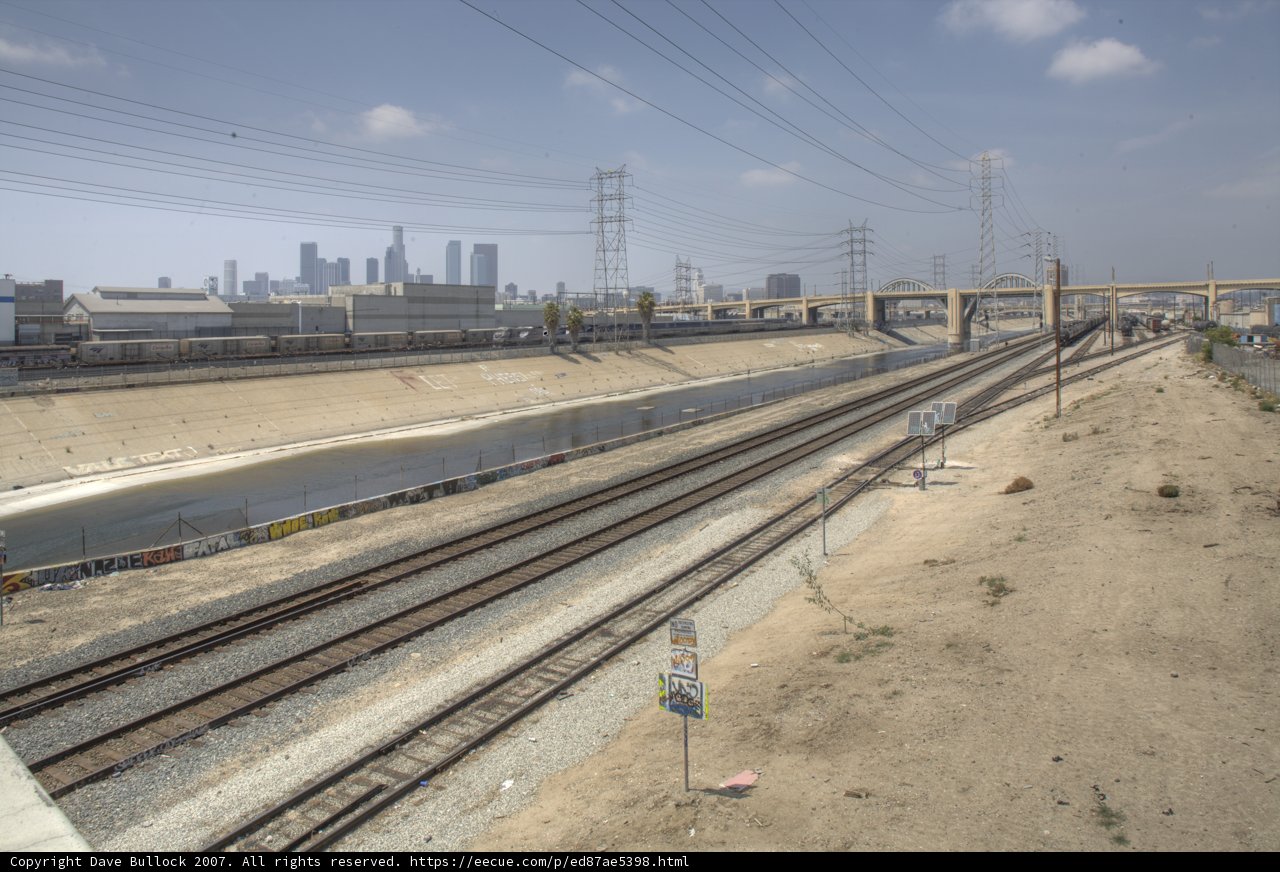 Train Track and City Skyline