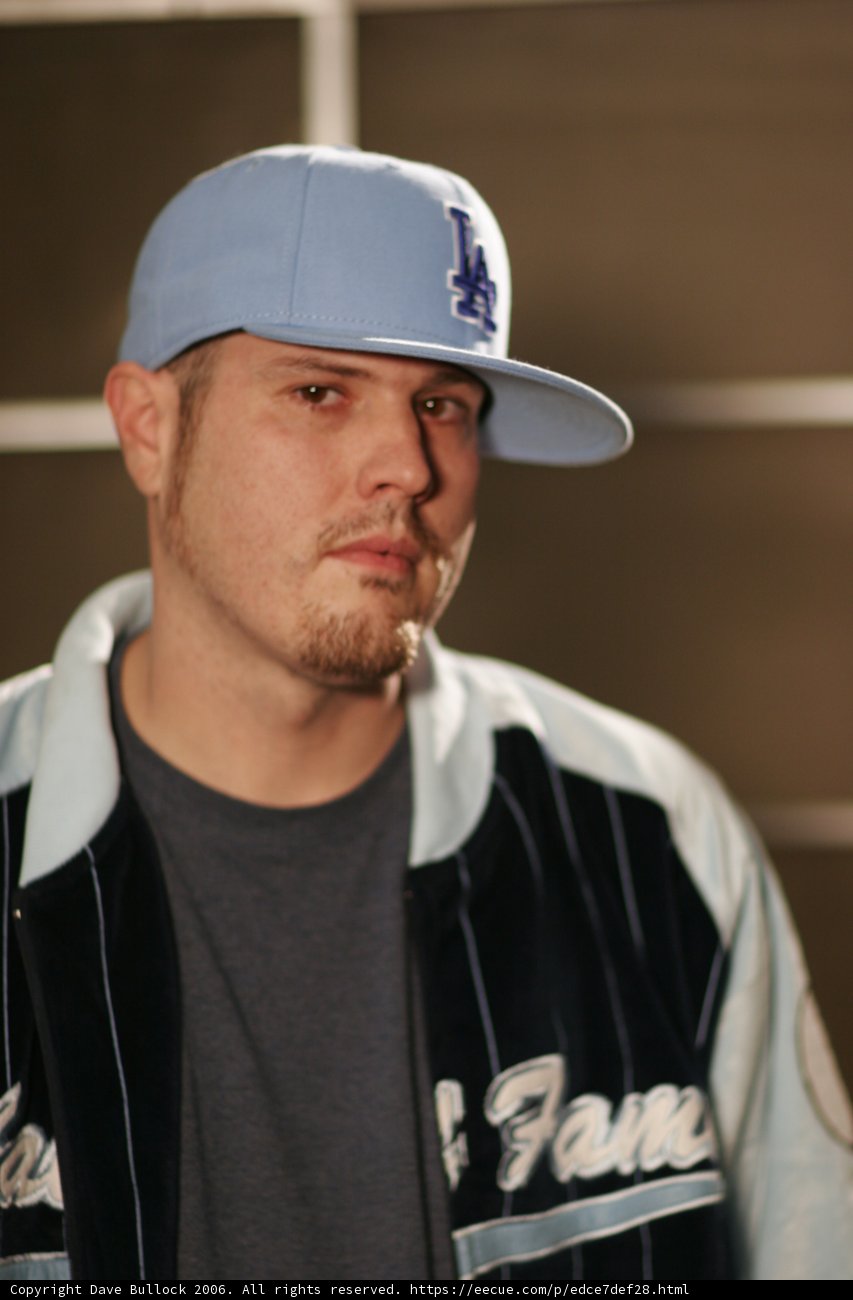 Blue hat man
