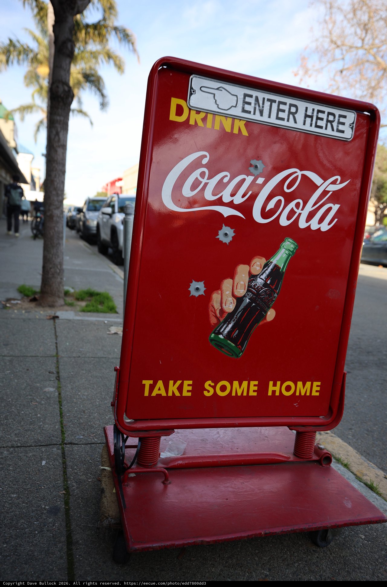 Vintage Coca-Cola Sidewalk Sign with Bullet Holes