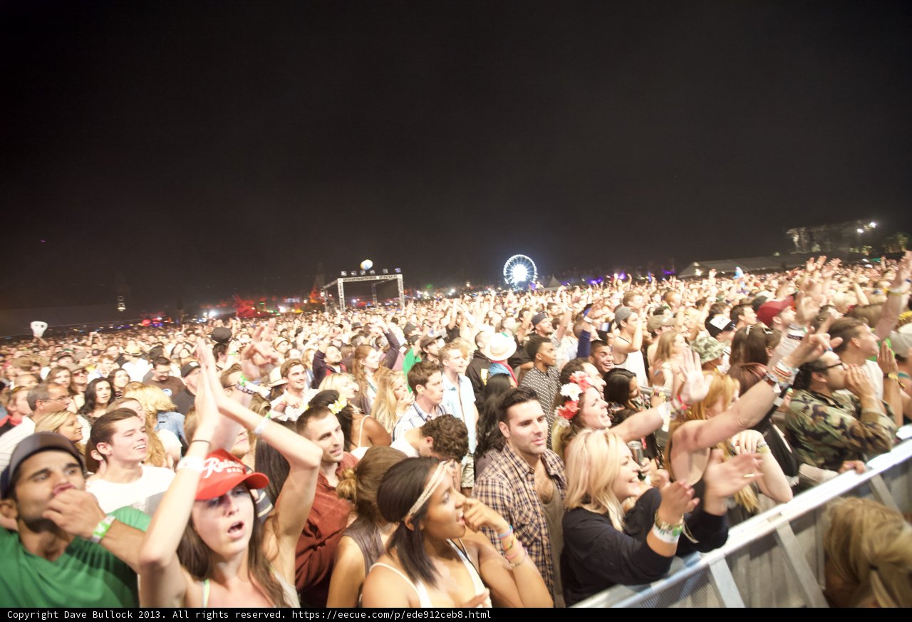 Night Sky Alive with Crowds of Music Fans
