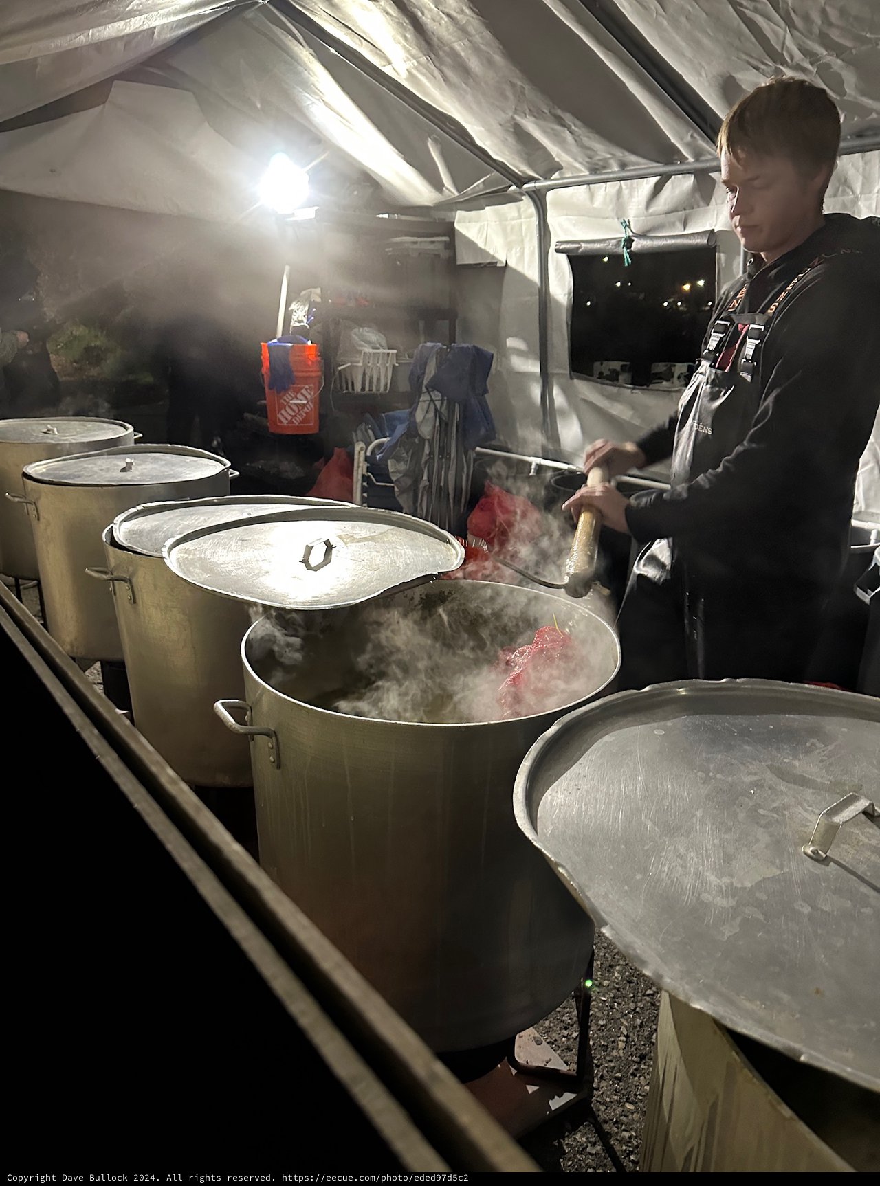 Industrial Cooking Operation with Large Steam Pots