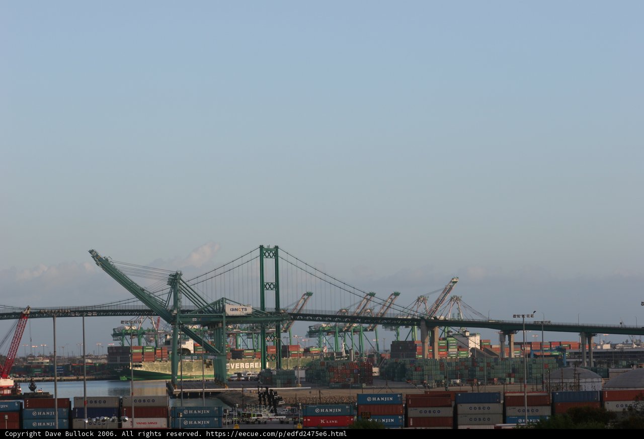 Overhead View of Cargo Containers on Bridge
