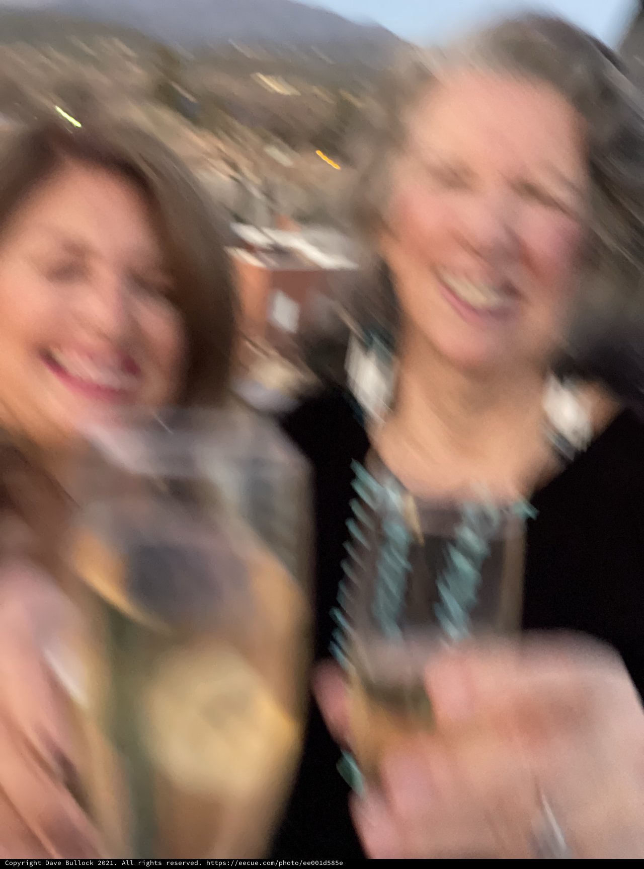 Blurred Selfie of Two Smiling Friends Together