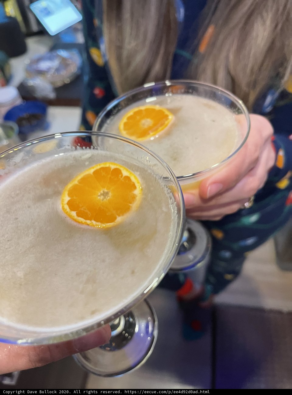Refreshing Citrus Cocktail Caption: A person in San Francisco enjoys a delicious cocktail made with freshly squeezed orange juice and other citrus fruits on Christmas day.