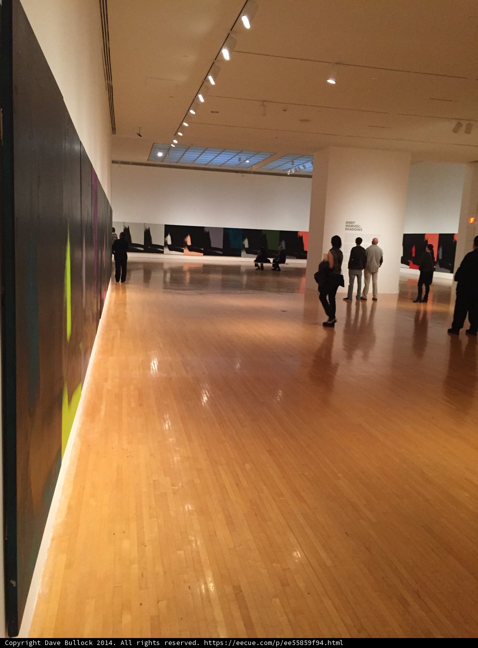 Walking Among Colorful Paintings in a Wooden-Floored Museum