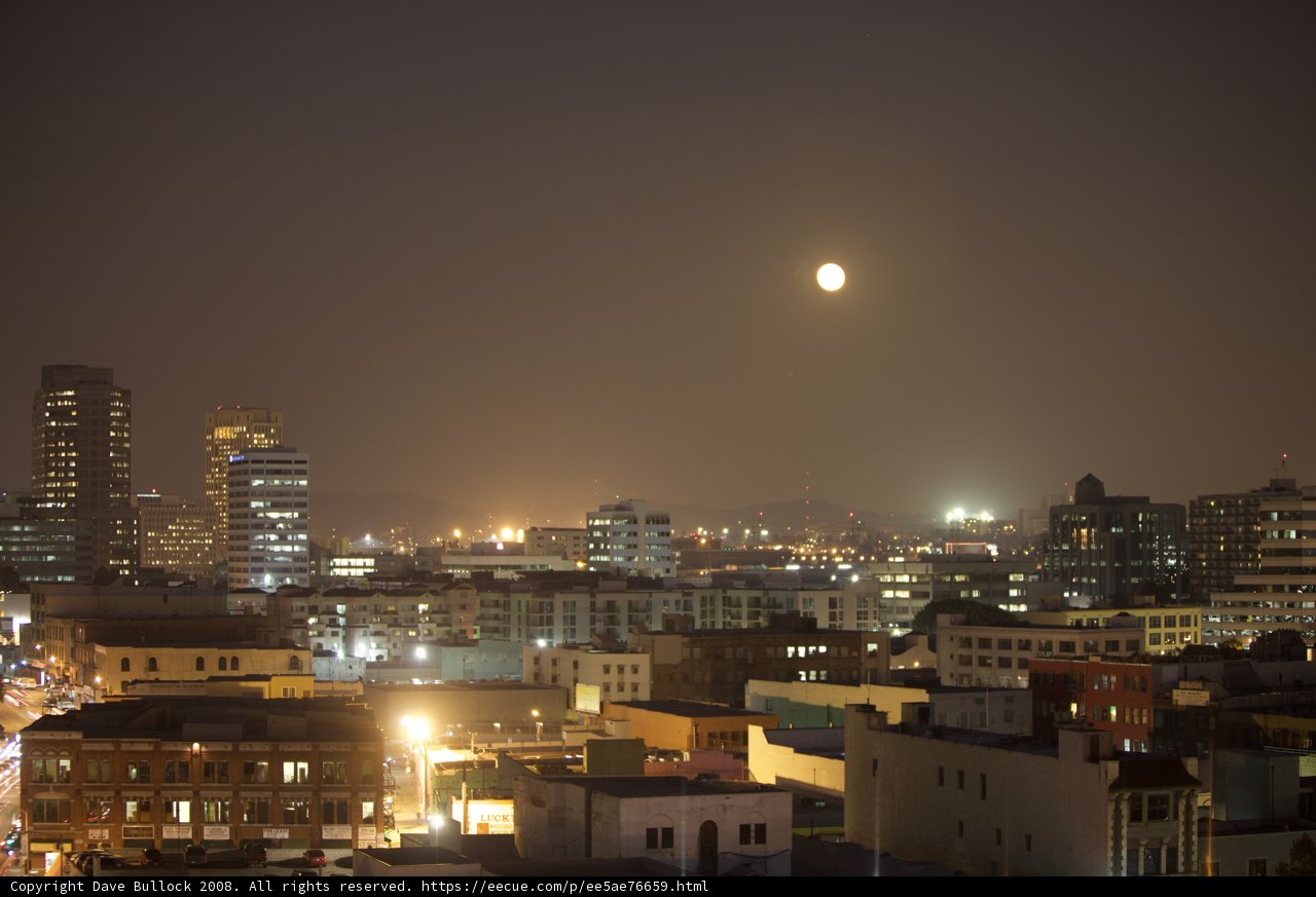 The Bright Lights of the Metropolis Under a Full Moon