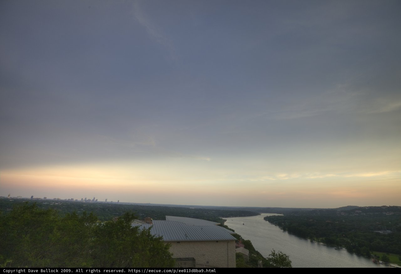 Sunset over Austin's River and City