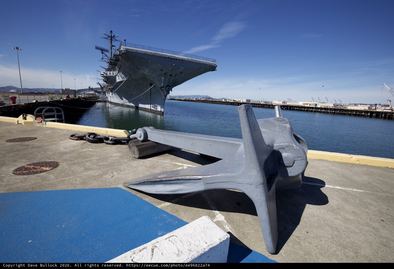 USS Hornet Aircraft Carrier Moored at Naval Dock