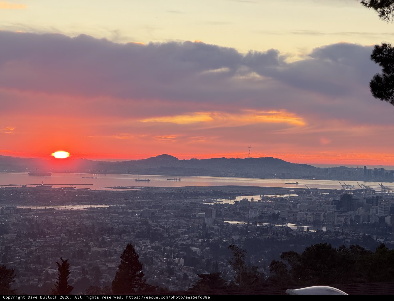 Sunset Over San Francisco Bay from Oakland Hills