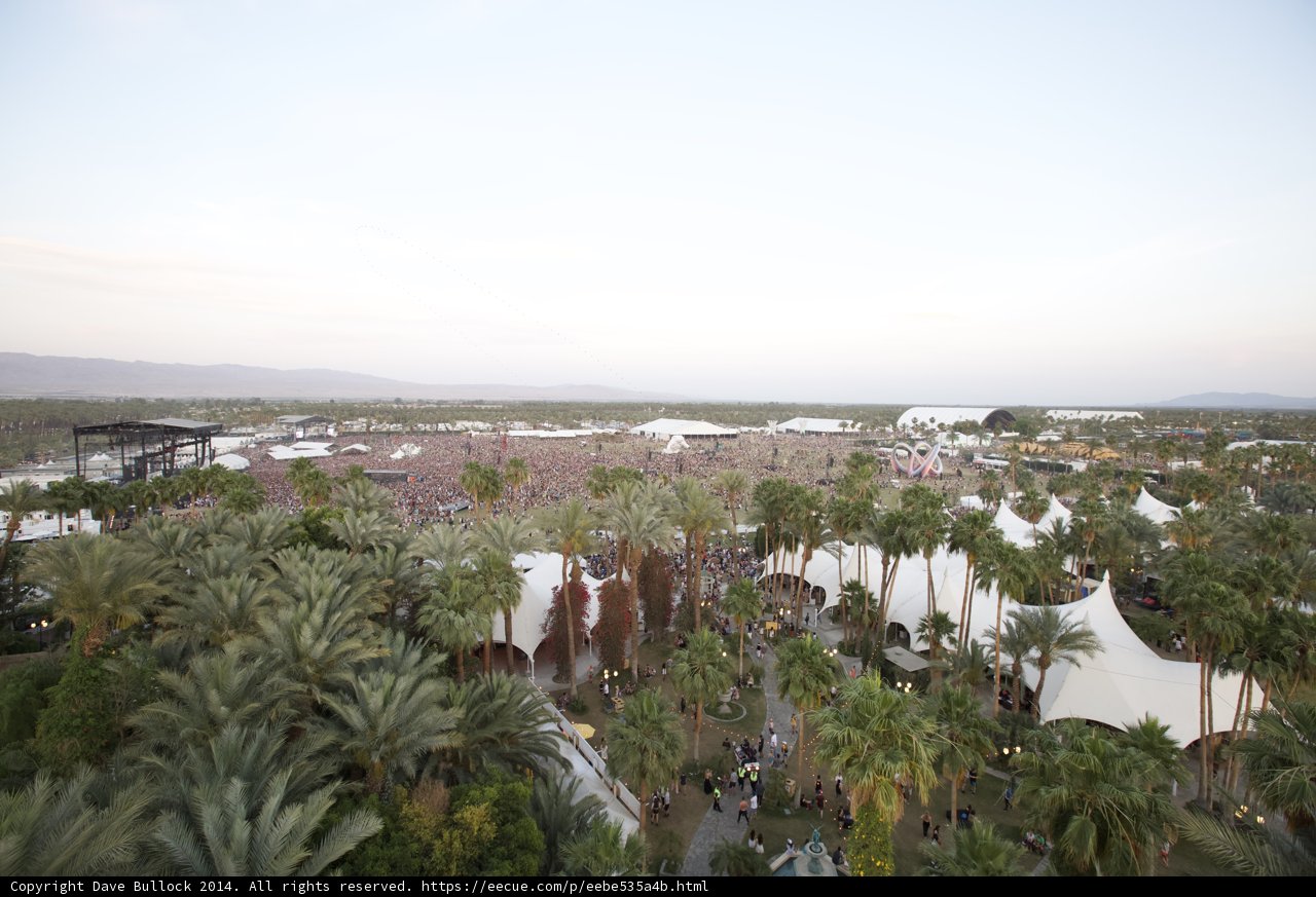 Aerial View of Summer Festival with Palm Trees