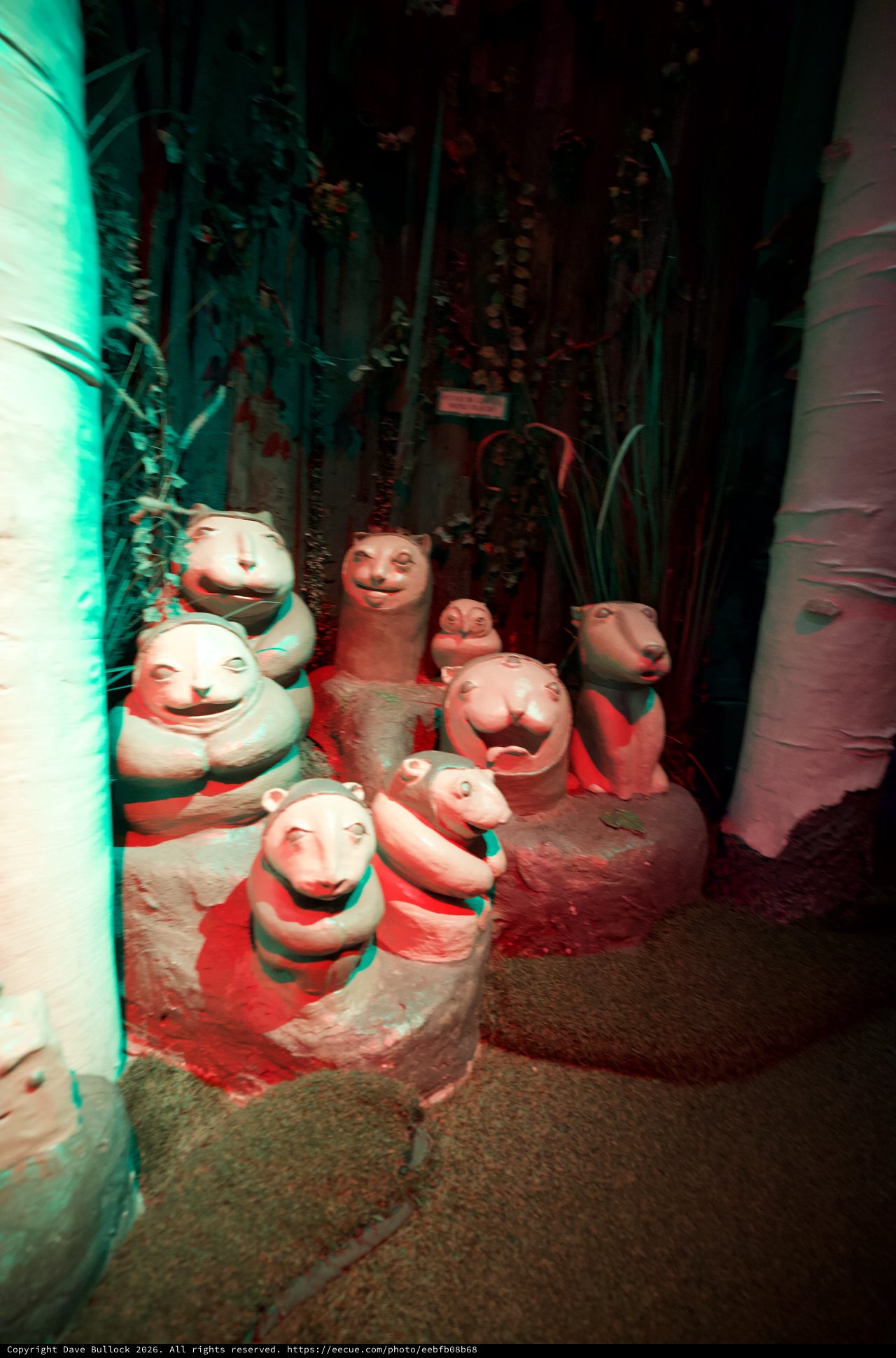 Whimsical Animal Figures in Enchanted Forest Setting