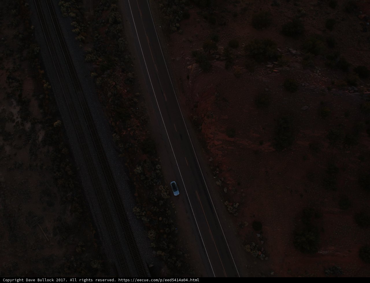 Aerial View of a Car on the Open Road