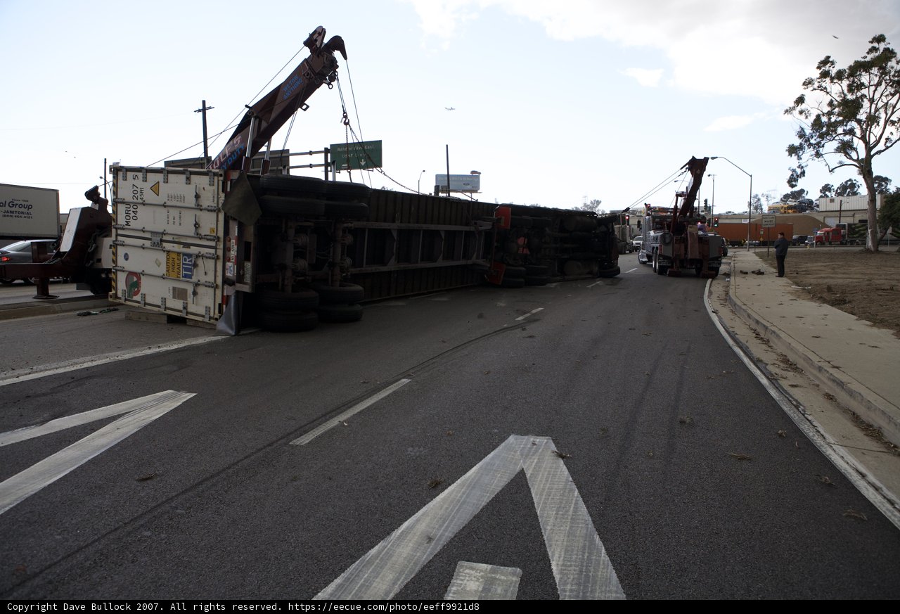 Overturned Truck Lifted from Tarmac