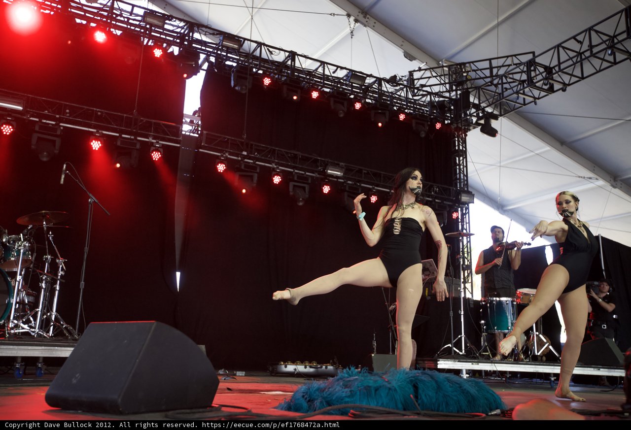 Women in Black Swimsuits Perform on Stage