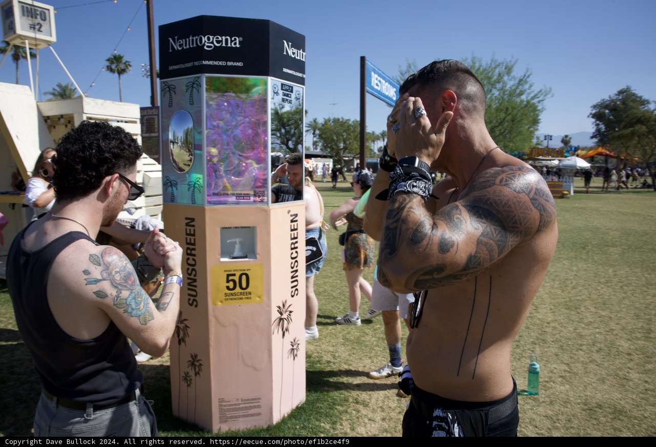 Protection and Patterns: The Sunscreen Station at Coachella 2024