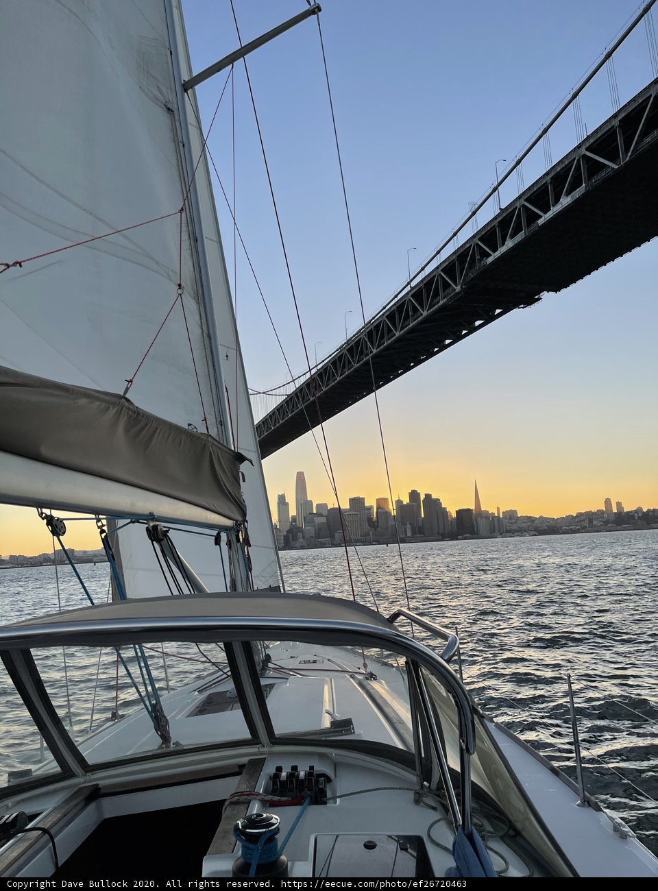 Sailboat at Sunset in San Francisco Bay