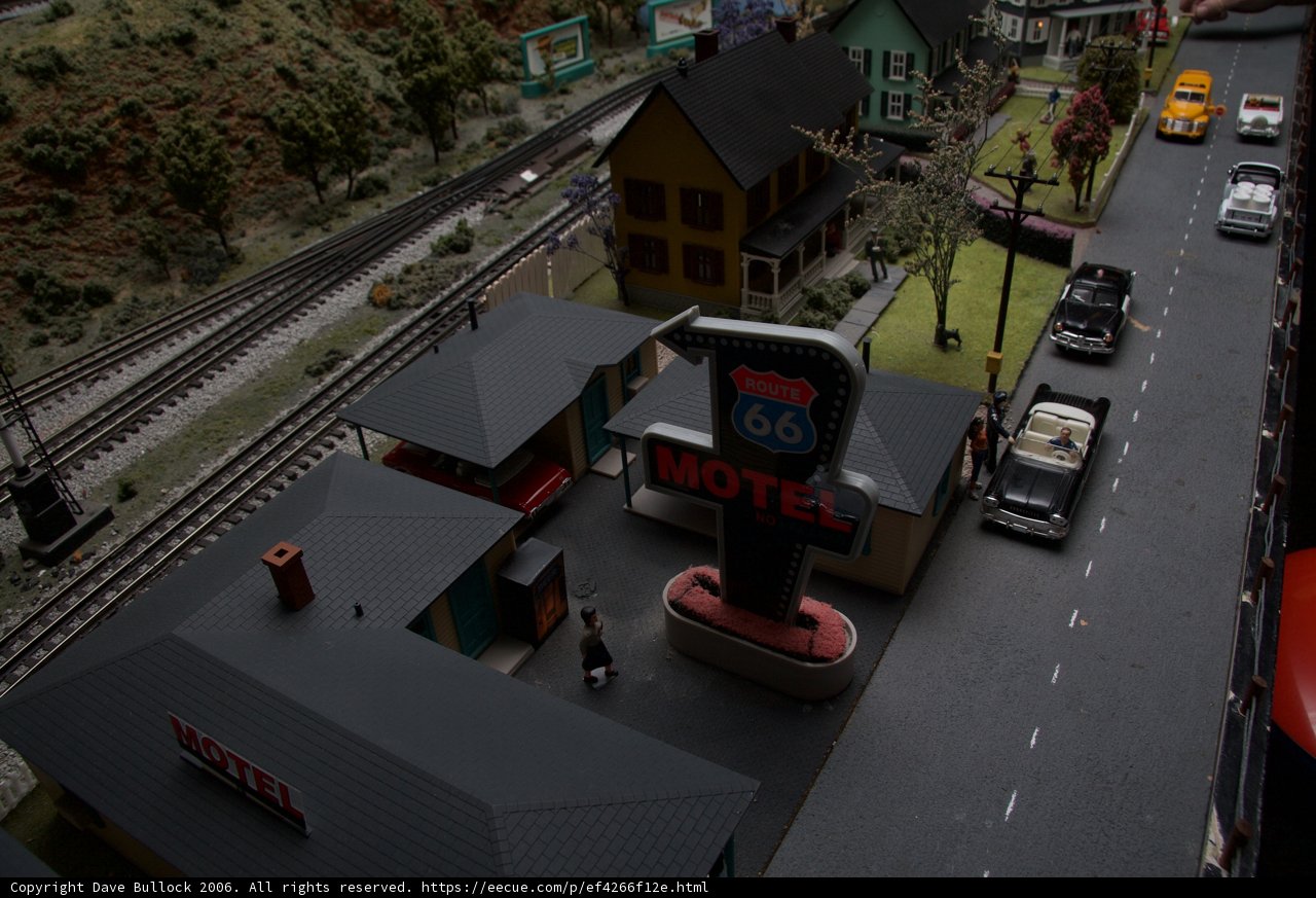 Miniature Motel and Railway in a Diorama