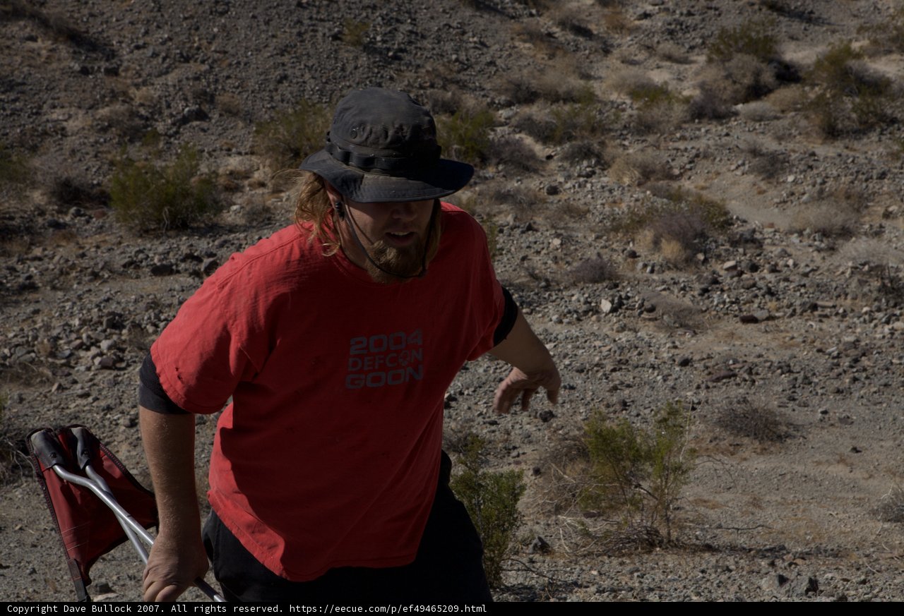 Man in Red Shirt and Baseball Hat