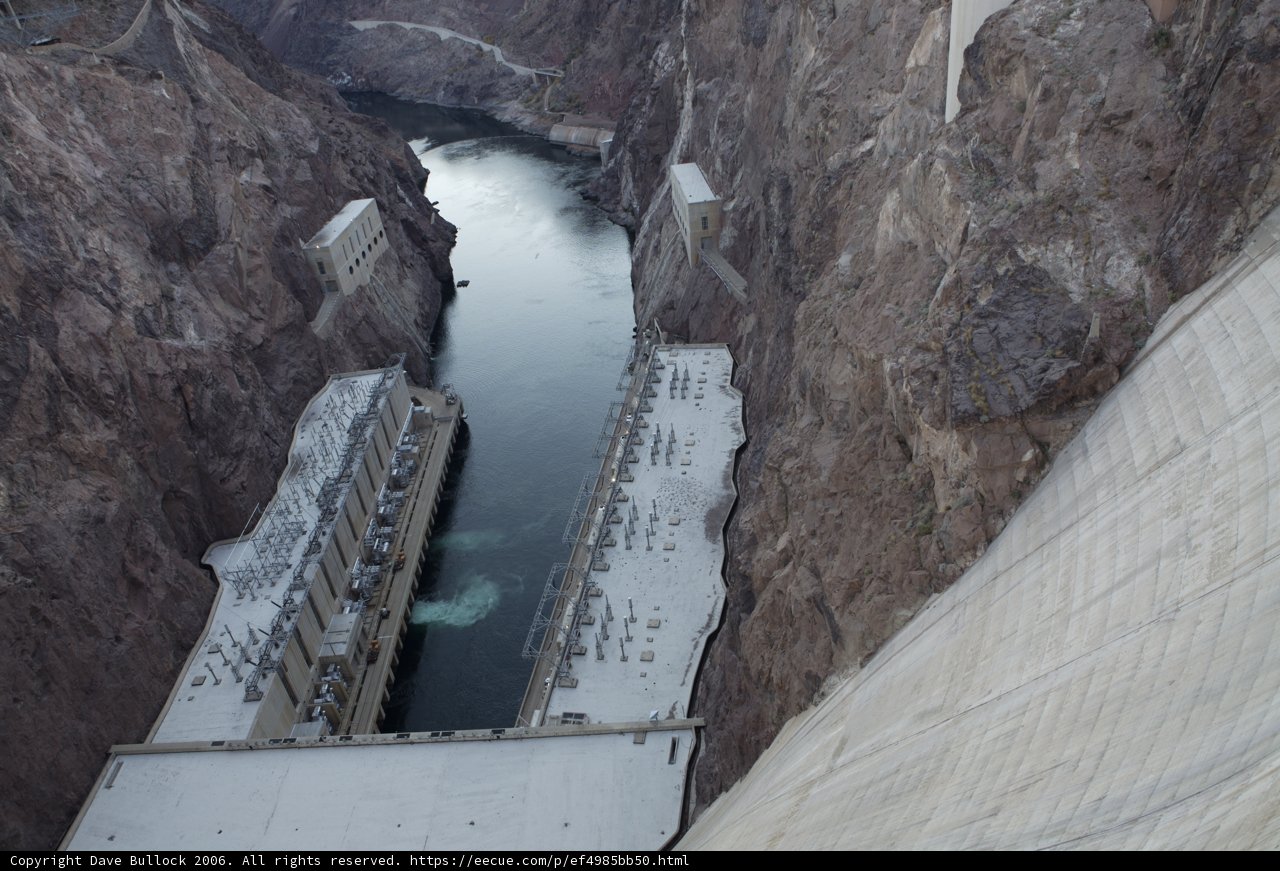 A breathtaking view of Hoover Dam from above
