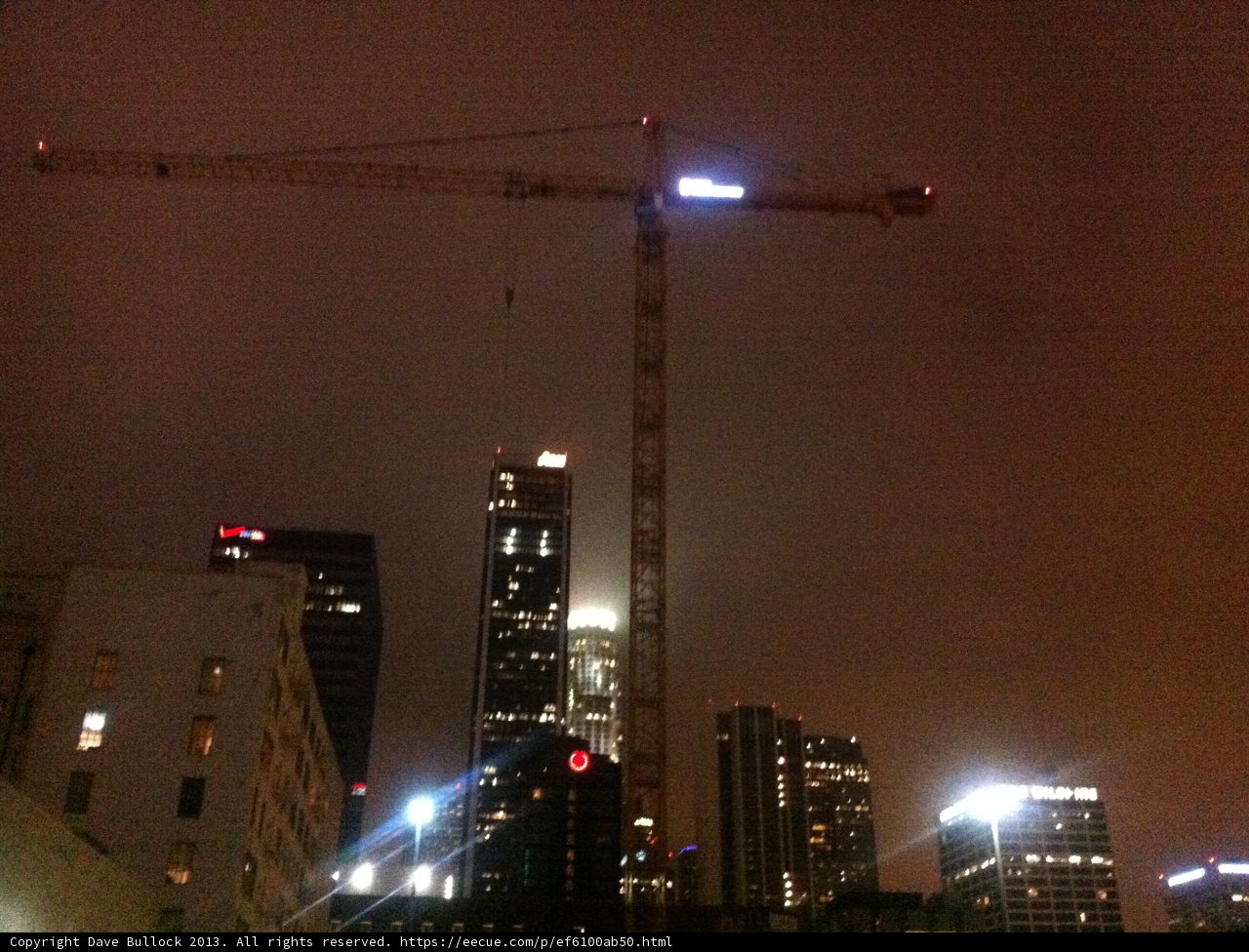 Construction Crane Illuminates LA's Metropolitan Skyline
