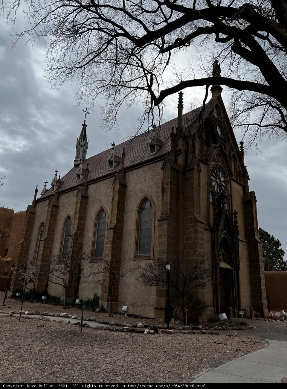 Aerial View of Gothic Church in Santa Fe