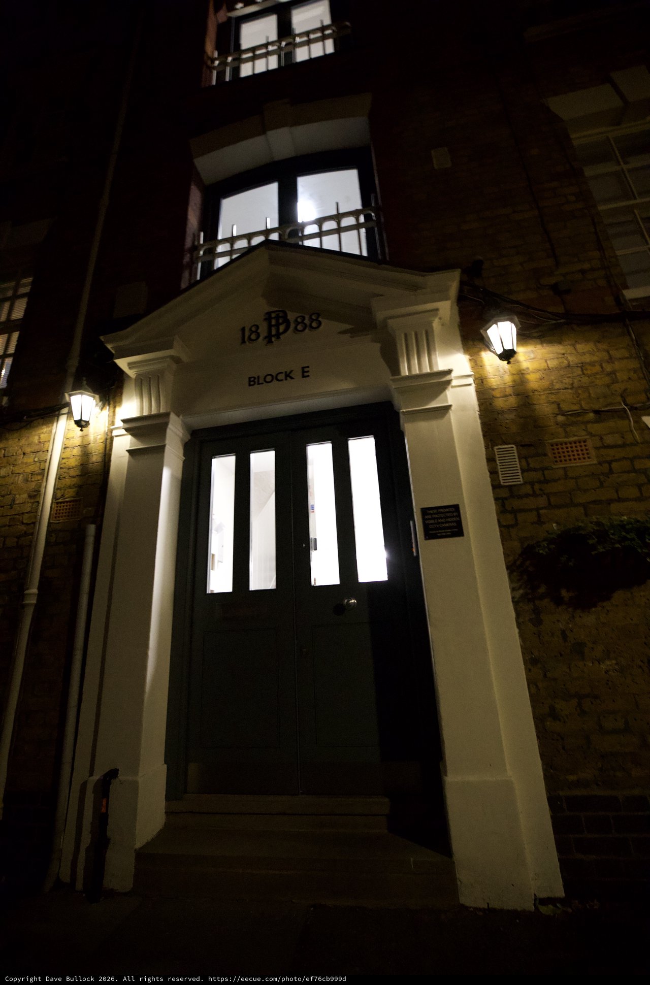 Historic Building Entrance at Night - Block E 1888