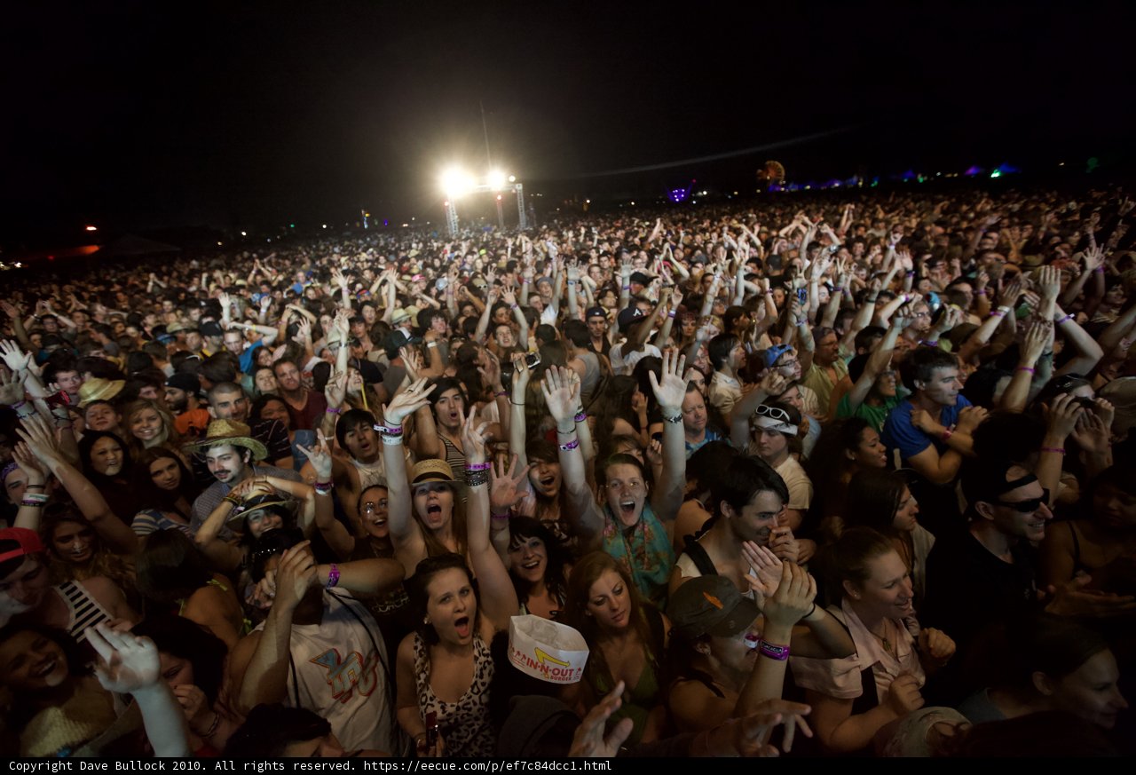 Hands Up in the Night Sky at Coachella