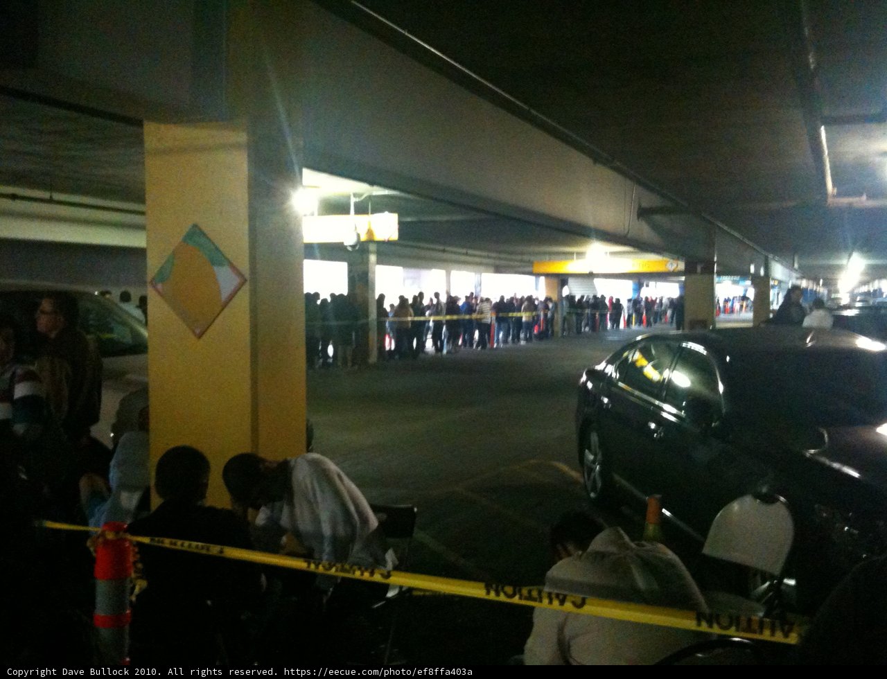 Cars and Crowd in a Parking Garage