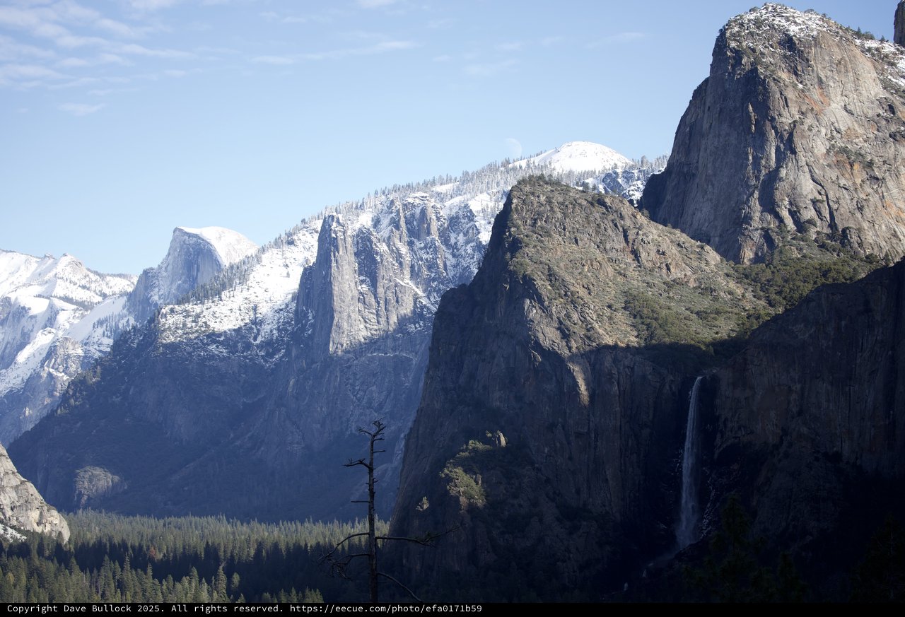 Winter Snow Blankets Yosemite Valley's Granite Cliffs
