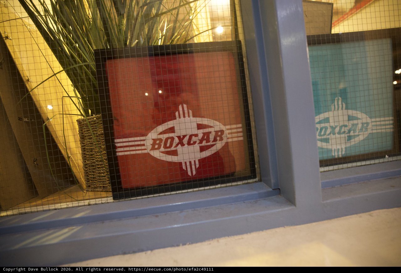 Vintage Boxcar Signage in Modern Retail Setting