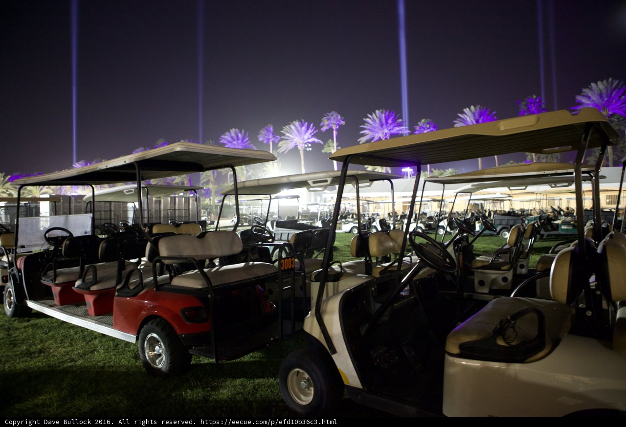 Night Parking at the Green: Golf Carts in the Grass