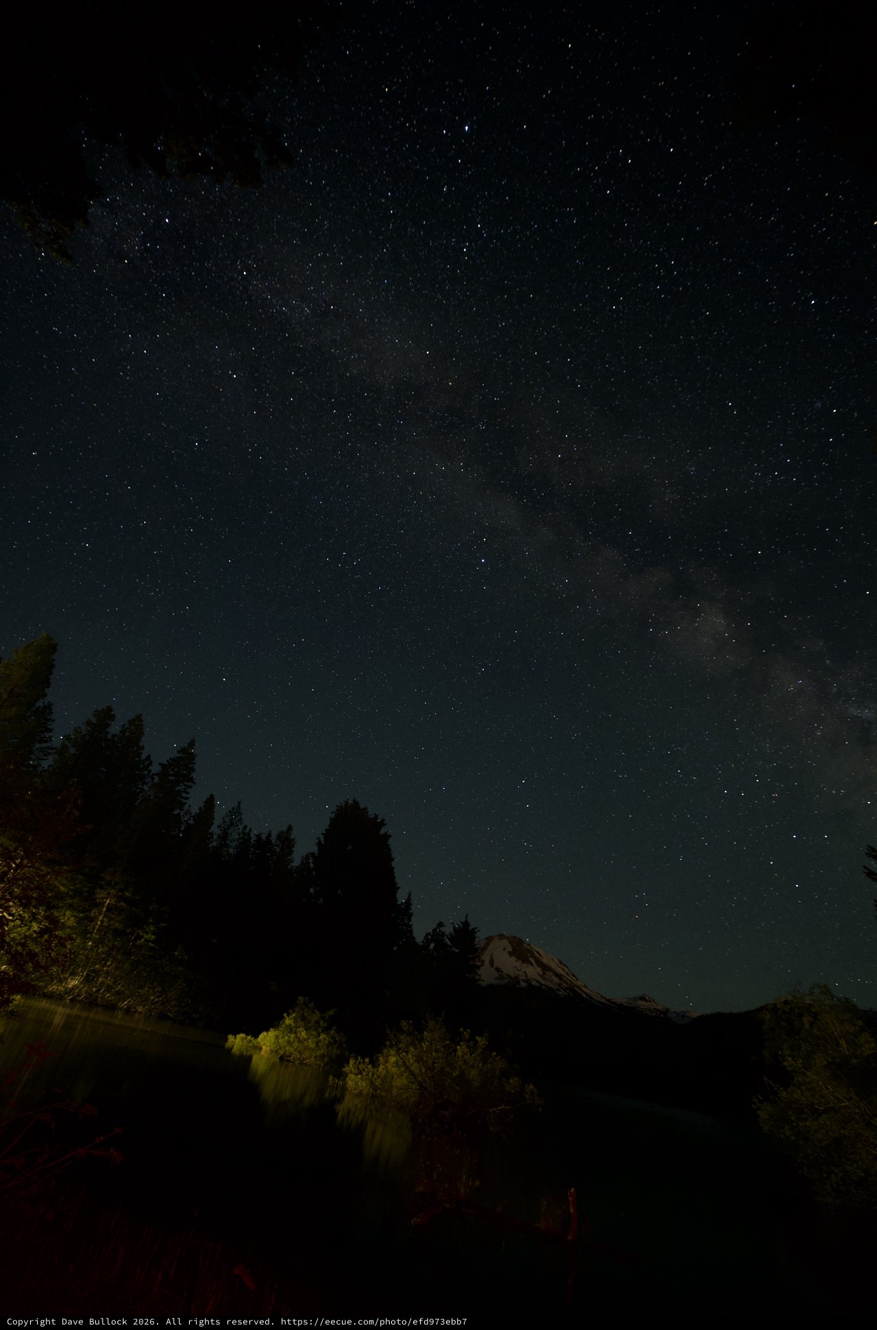 Milky Way Arches Over Mount Lassen at Night