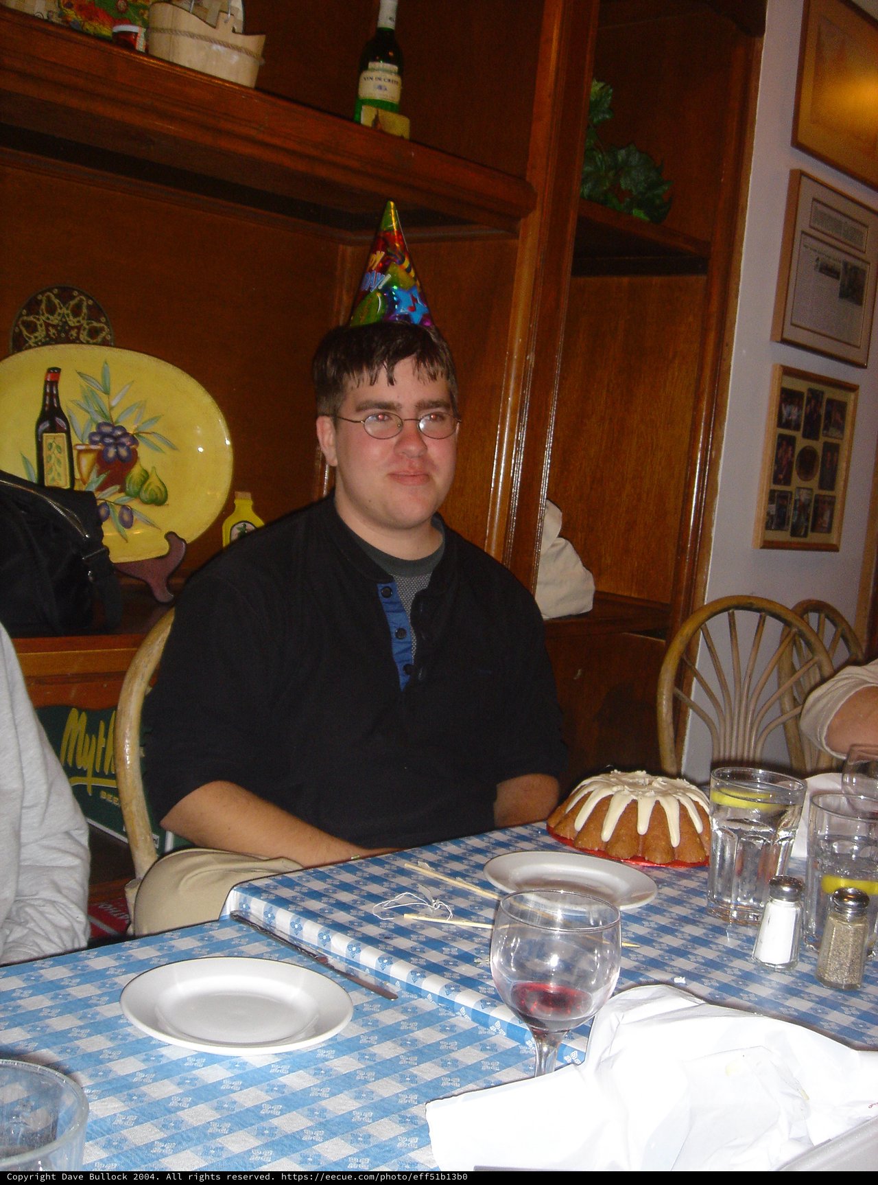 Birthday Celebration with Party Hat at Restaurant