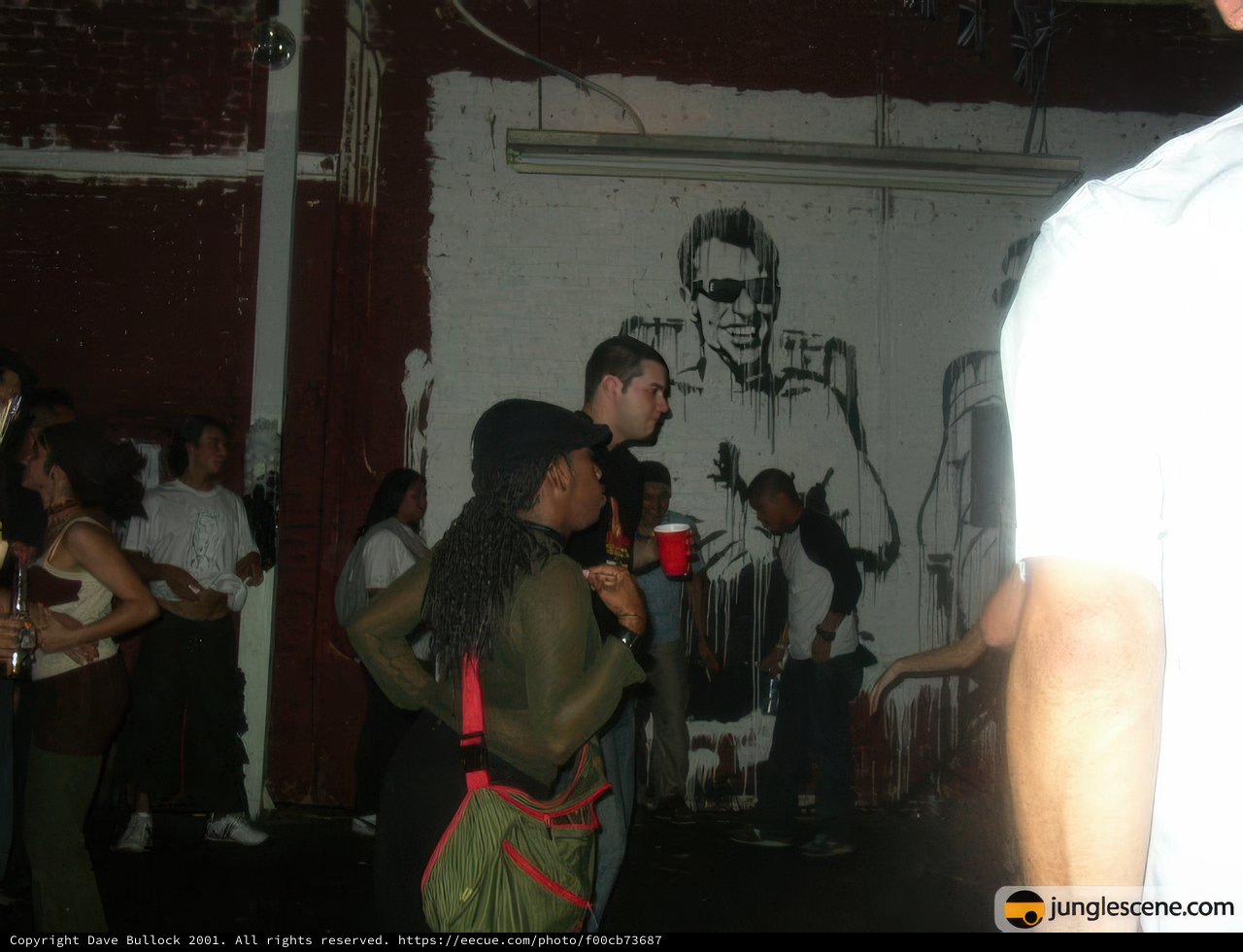 Club-goers Admiring Wall Art