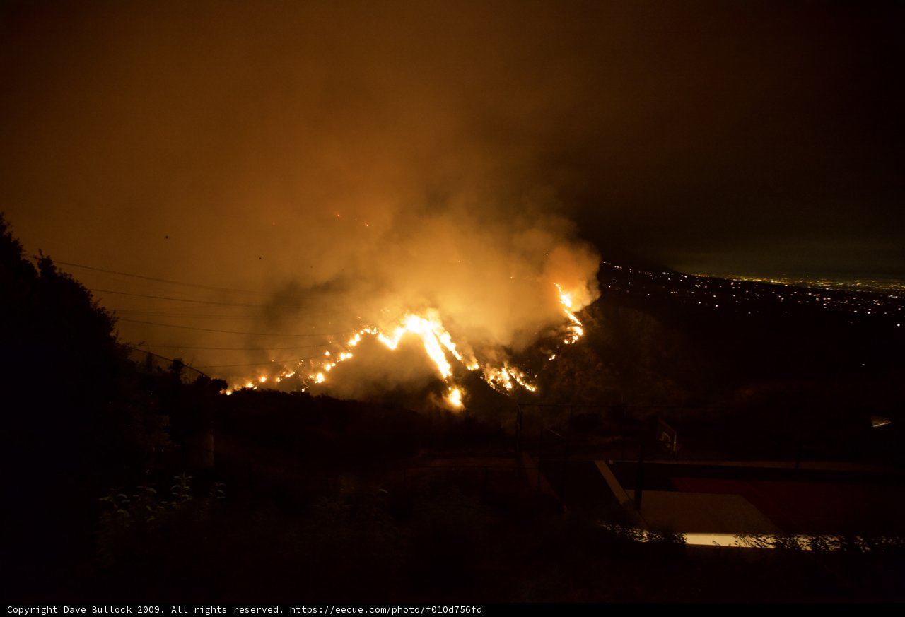 Burning Hills at Night