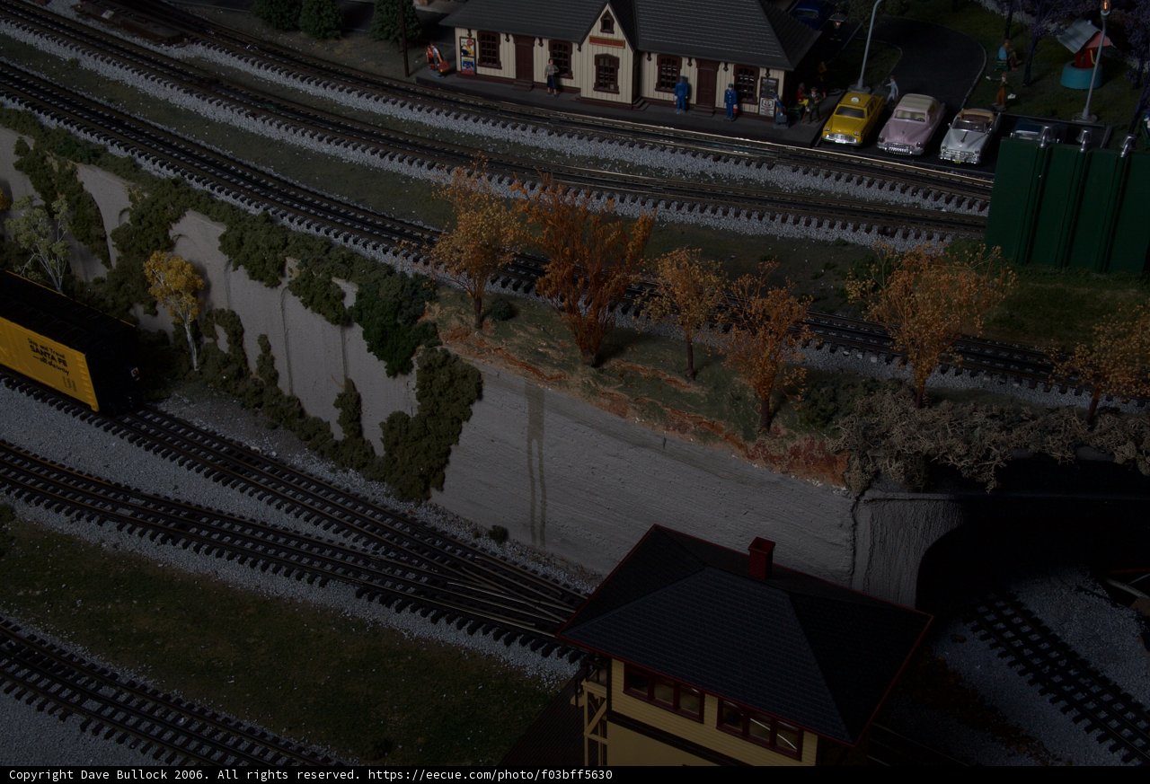 Miniature Train on an Elaborate Railroad Diorama