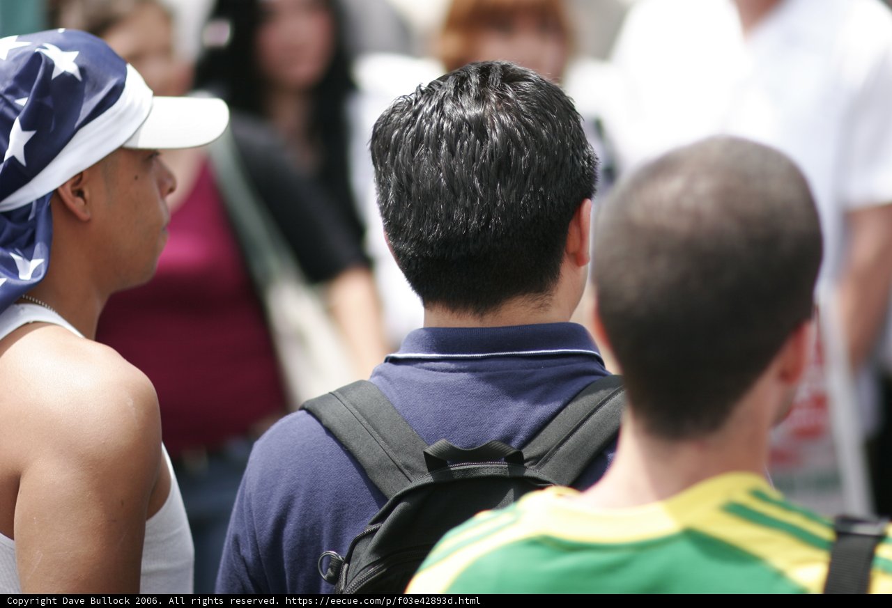 Crowd of Cap-wearing People