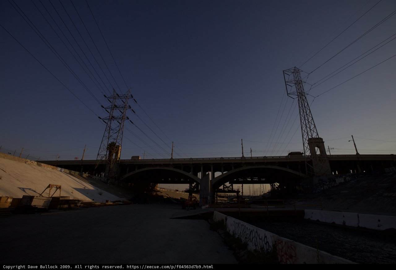 Sunset over the LA River Bridge