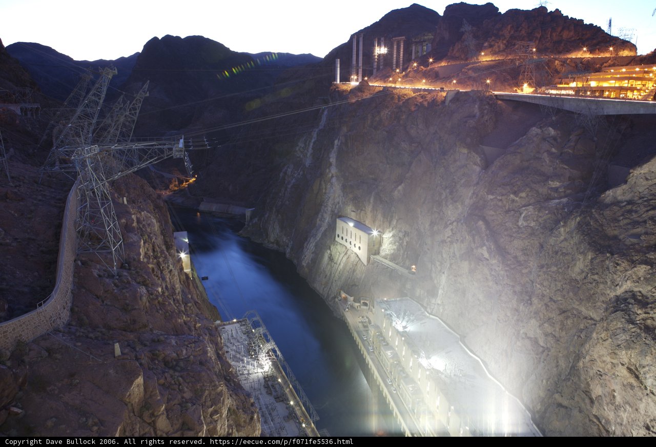 Glimmering Hoover Dam at Night