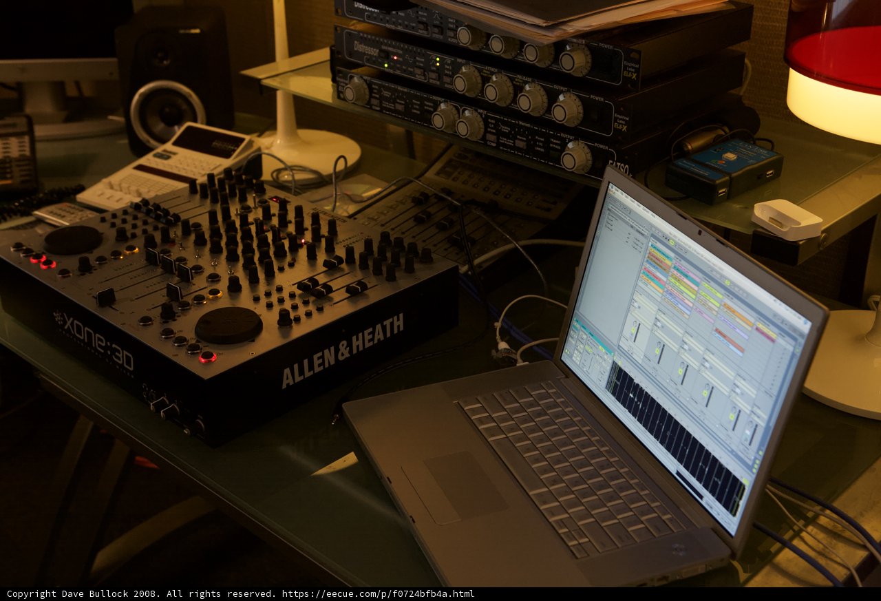 Laptop and Mixer on a Desk
