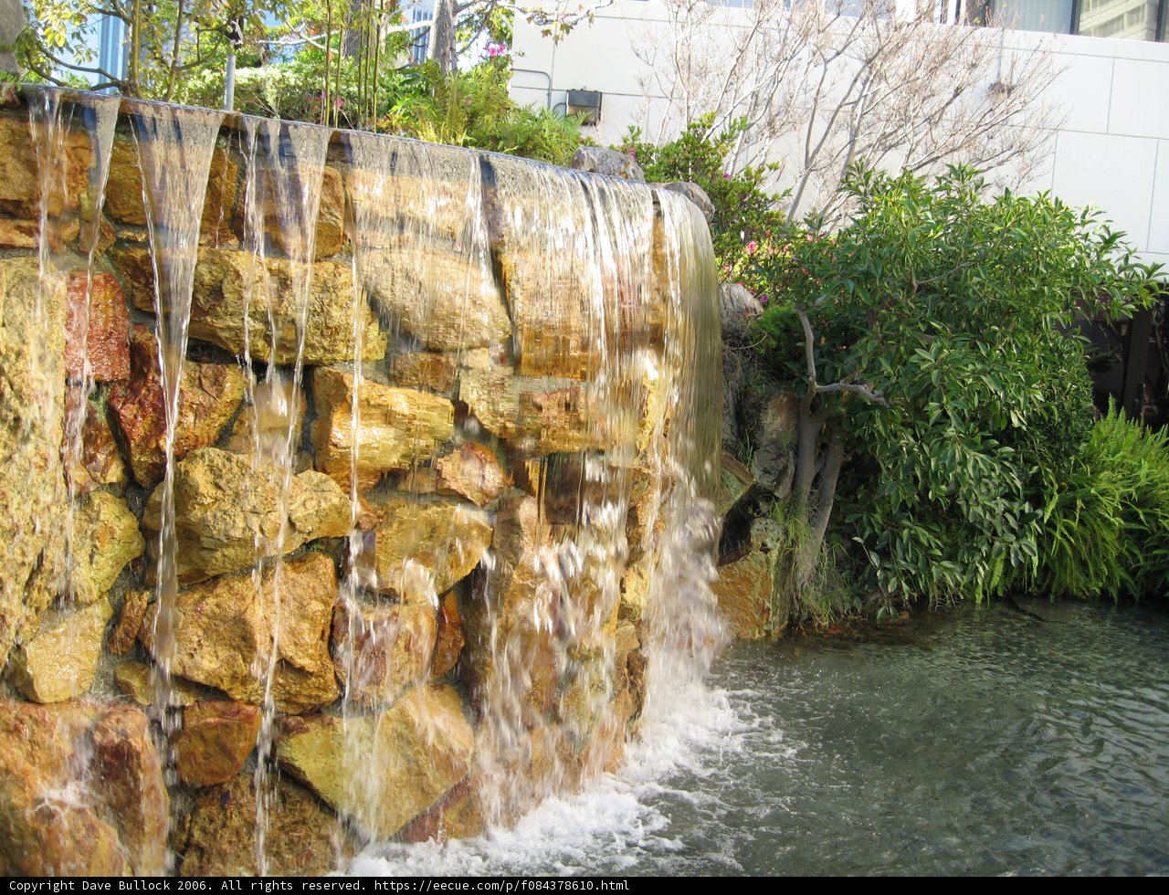 Serene Waterfall in a Lush Garden